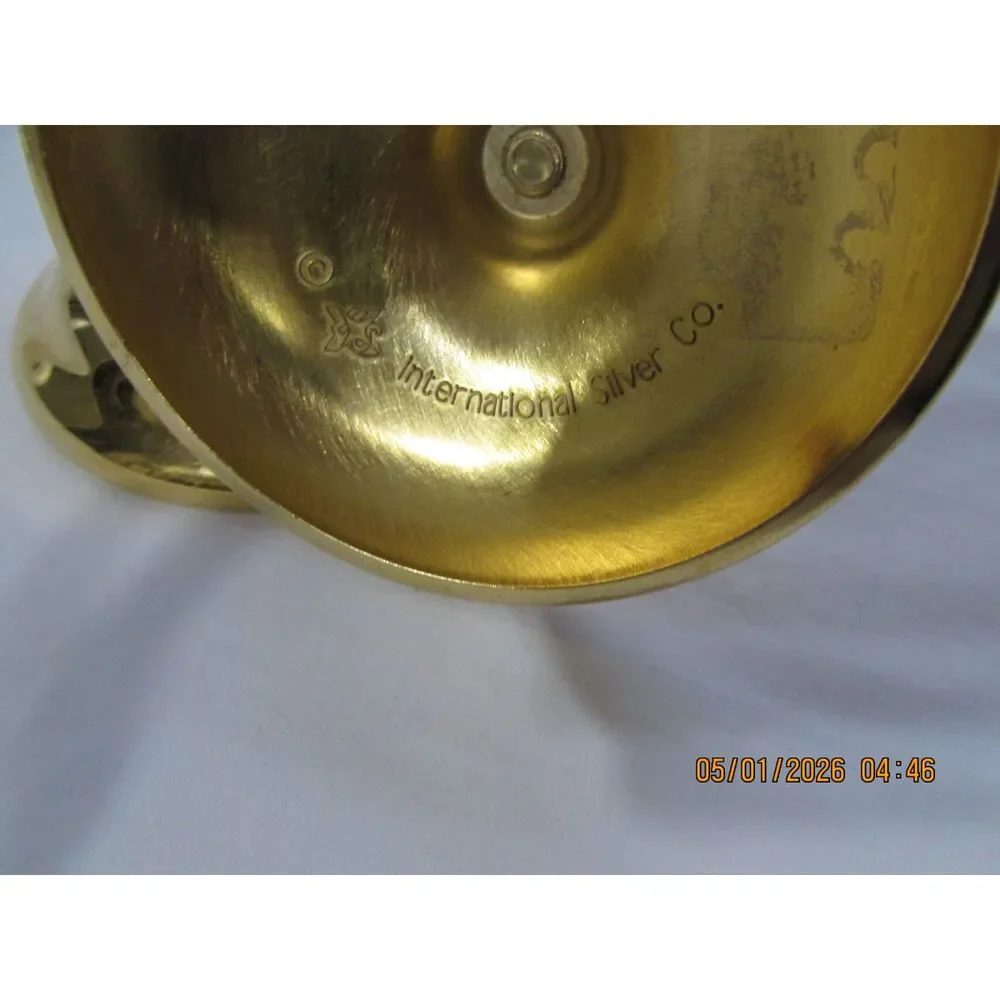 International Silver co. 2 brass candle stick holders gold 3